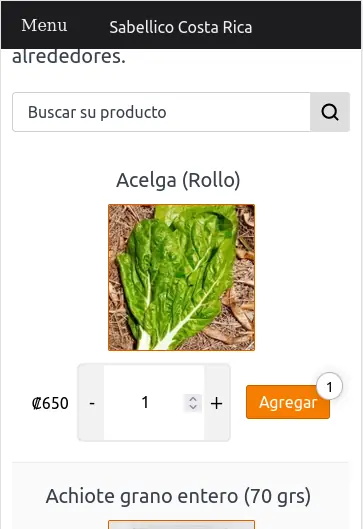 tienda de verduras organicas en el celular